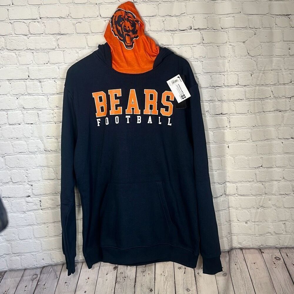 Chicago Bears NFL Team Apparel Men’s Blue Orange Hoodie size L Large
